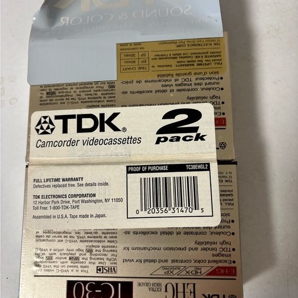 VHS c tc-30 new package of two camcorder videocassettes - Picture 2 of 2